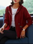 Women's Zip Up Cardigan, Lightweight Knit Hoodie with Pockets