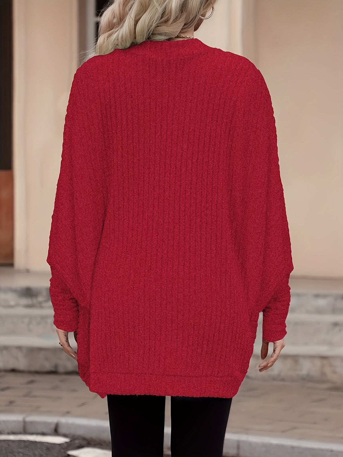 Women's Open Front Cardigan Sweater, Ribbed Knit Long Sleeve
