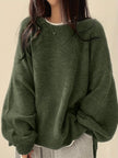 Women's Drop Shoulder Pullover Sweater, Relaxed Crew Neck Knit