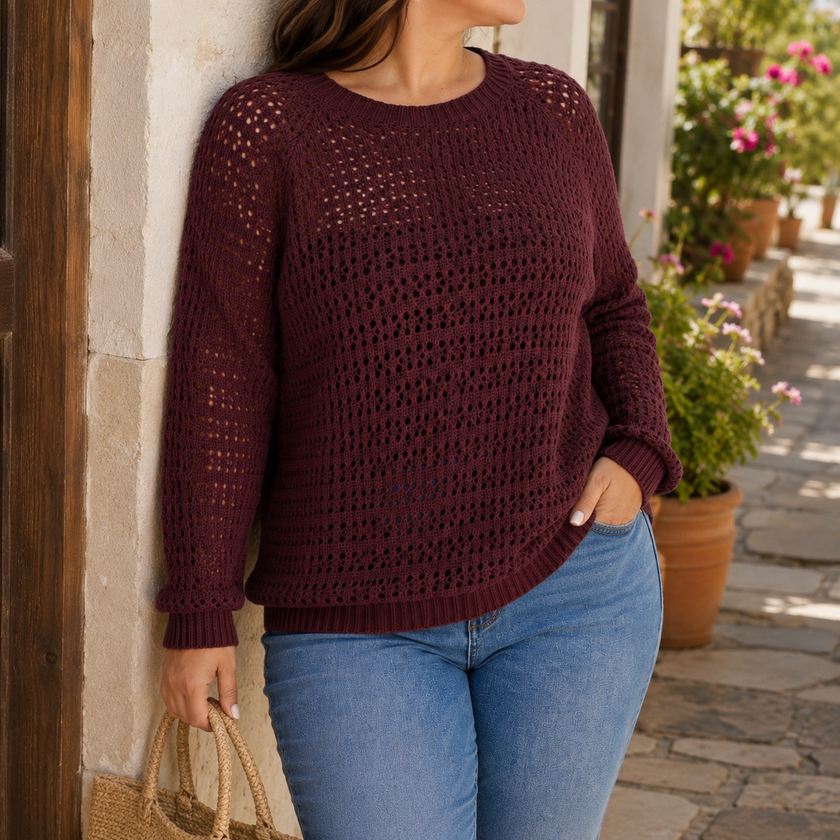 Plus Size Cable Knit Sweater for Women, Cut Out Pullover, 1X-6X