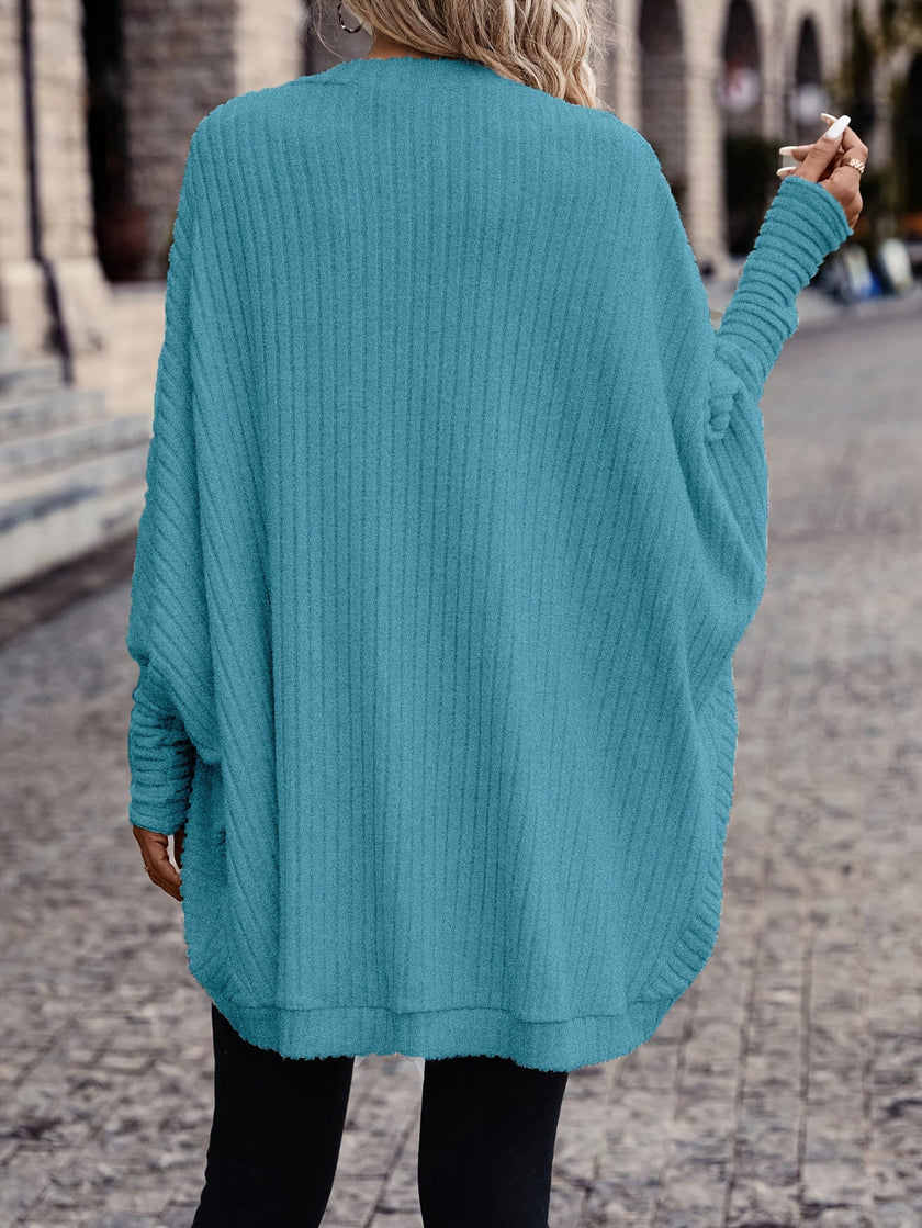 Women's Open Front Cardigan Sweater, Ribbed Knit Long Sleeve
