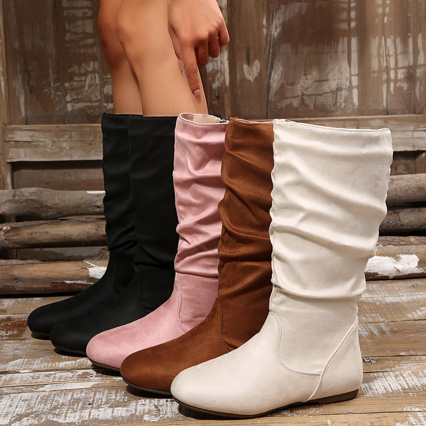 Slouchy mid calf boots for women, low heel, view 11
