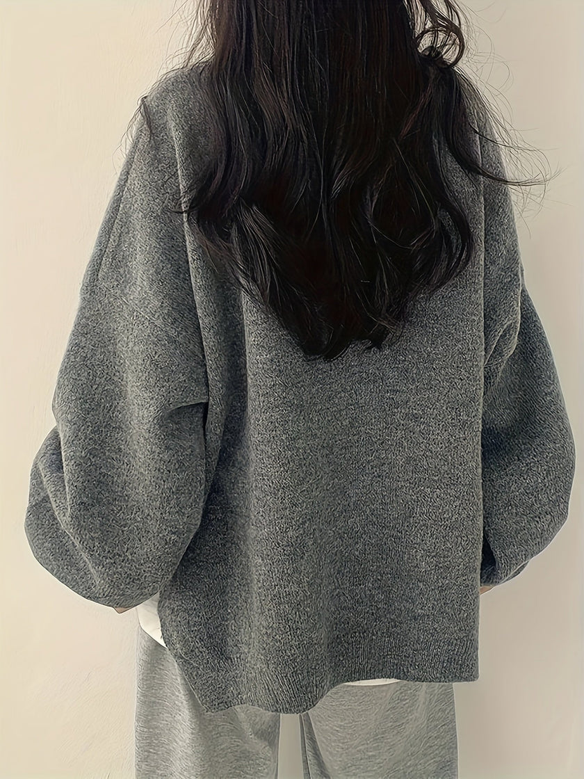 Women's Drop Shoulder Pullover Sweater, Relaxed Crew Neck Knit
