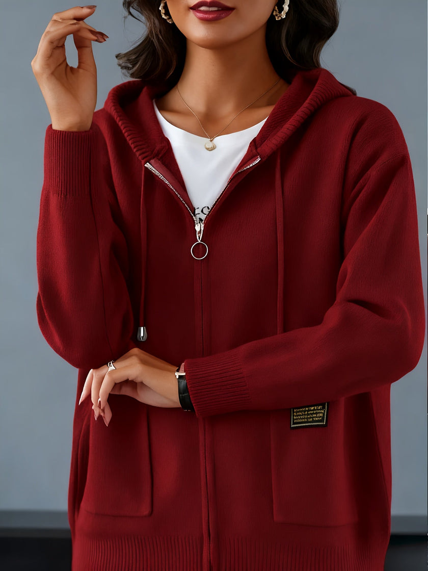 Women's Zip Up Cardigan, Lightweight Knit Hoodie with Pockets