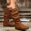 Slouchy mid calf boots for women, low heel, view 9