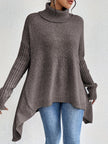 Women's Relaxed Turtleneck Sweater, Long High Neck Knit Pullover