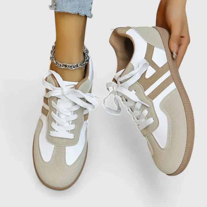 Women's Retro Sneakers, Vintage Khaki Low Top Gum Sole Shoes