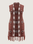 Women's Long Sweater Vest, Open Front Fringe Knit Vest, Plus Size