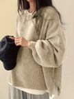 Women's Drop Shoulder Pullover Sweater, Relaxed Crew Neck Knit