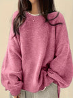 Women's Drop Shoulder Pullover Sweater, Relaxed Crew Neck Knit