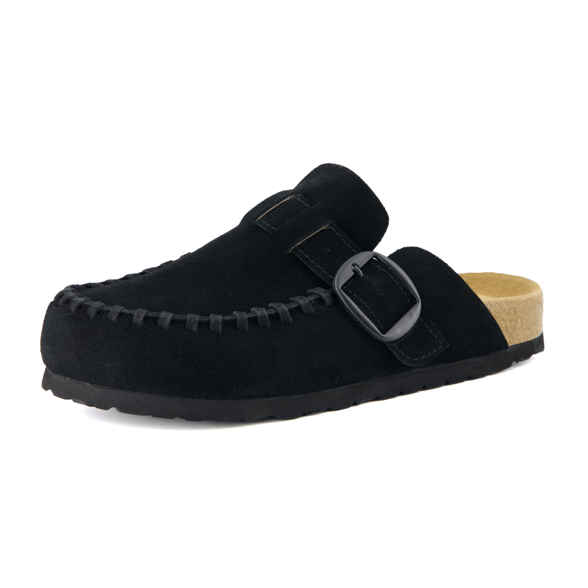 Women's Comfortable Slip On Walking Shoes, Suede Moc Toe with Cork Midsole