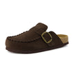 Women's Comfortable Slip On Walking Shoes, Suede Moc Toe with Cork Midsole