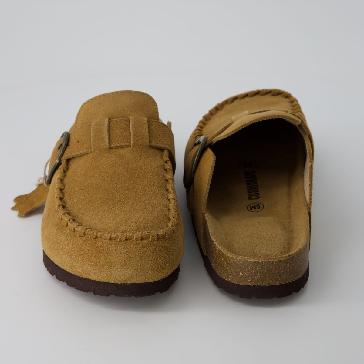 Women's Comfortable Slip On Walking Shoes, Suede Moc Toe with Cork Midsole