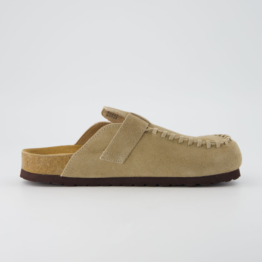 Women's Comfortable Slip On Walking Shoes, Suede Moc Toe with Cork Midsole