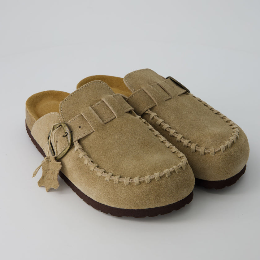 Women's Comfortable Slip On Walking Shoes, Suede Moc Toe with Cork Midsole