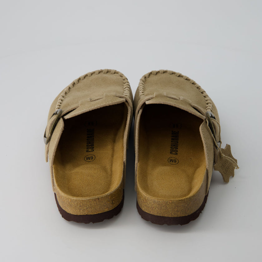Women's Comfortable Slip On Walking Shoes, Suede Moc Toe with Cork Midsole