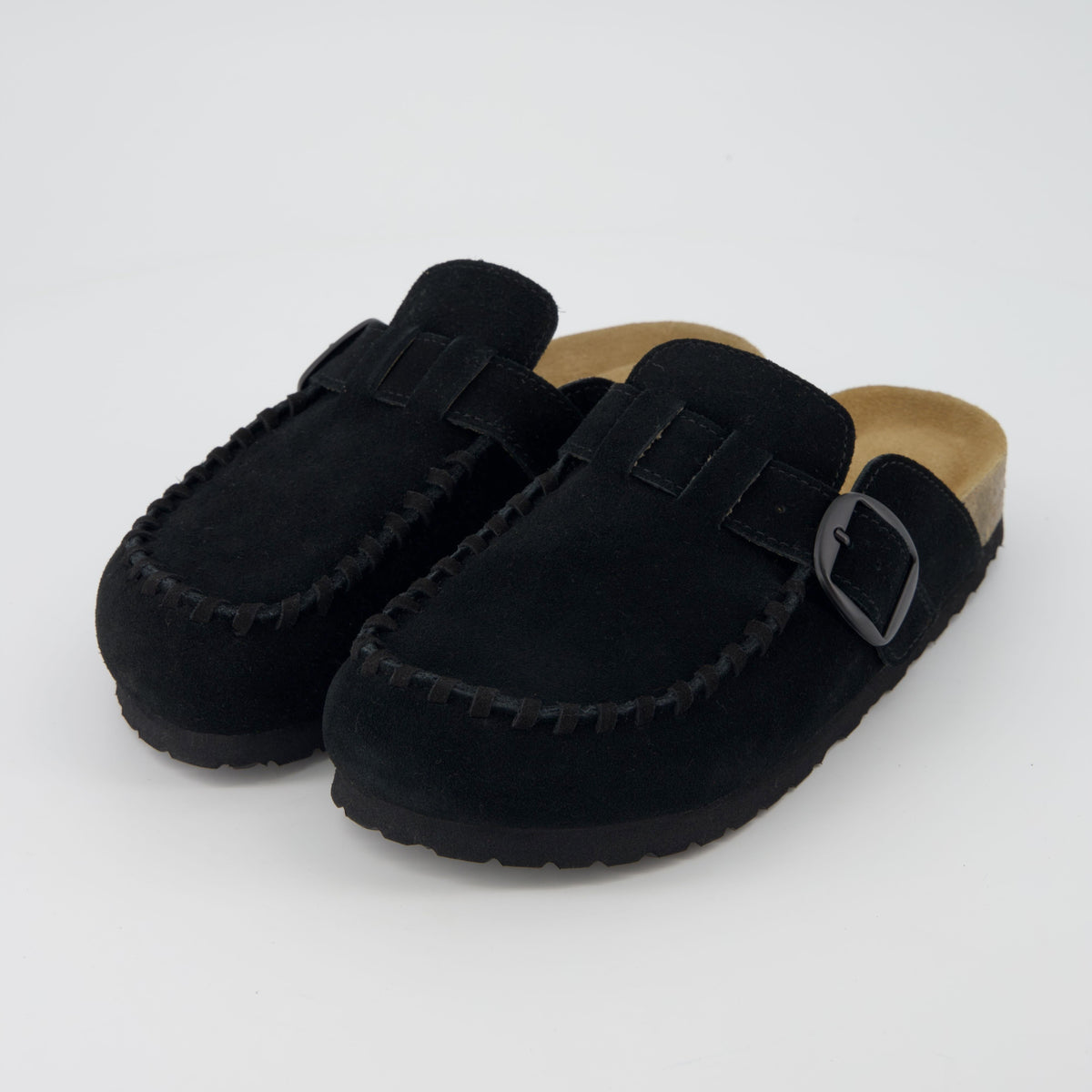 Women's Comfortable Slip On Walking Shoes, Suede Moc Toe with Cork Midsole