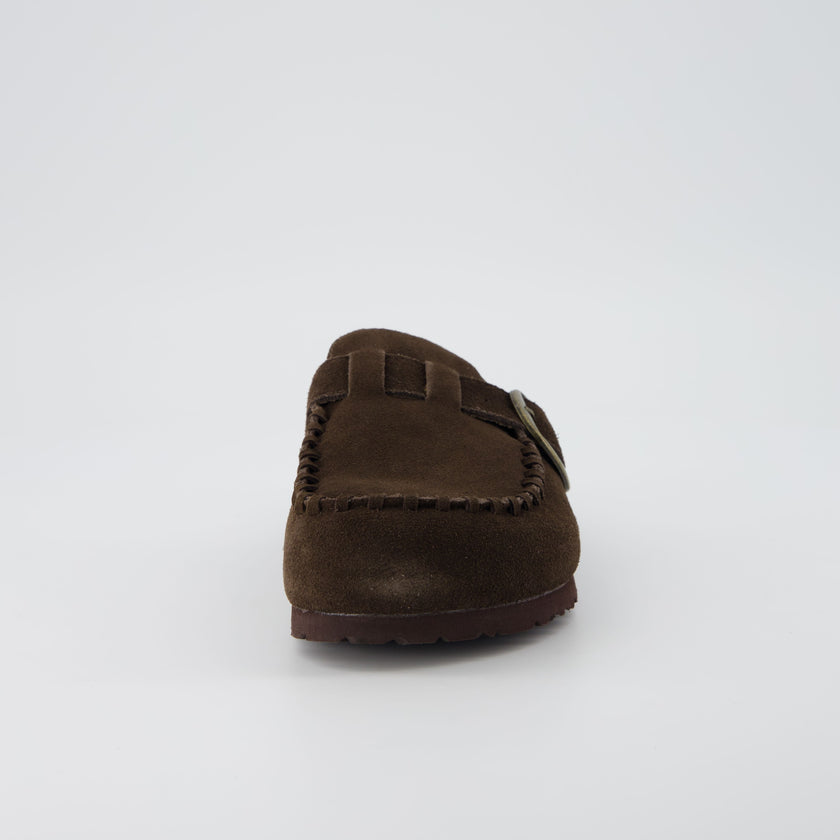 Women's Comfortable Slip On Walking Shoes, Suede Moc Toe with Cork Midsole