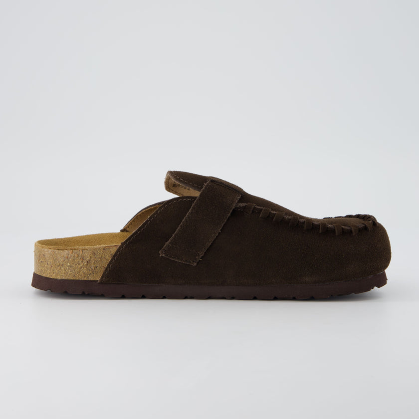 Women's Comfortable Slip On Walking Shoes, Suede Moc Toe with Cork Midsole