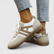 Women's Retro Sneakers, Vintage Khaki Low Top Gum Sole Shoes