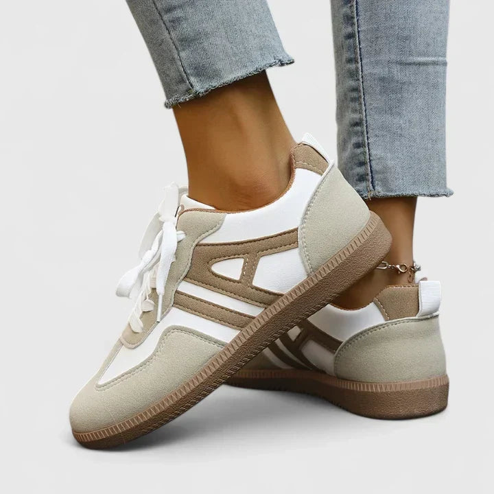 Women's Retro Sneakers, Vintage Khaki Low Top Gum Sole Shoes