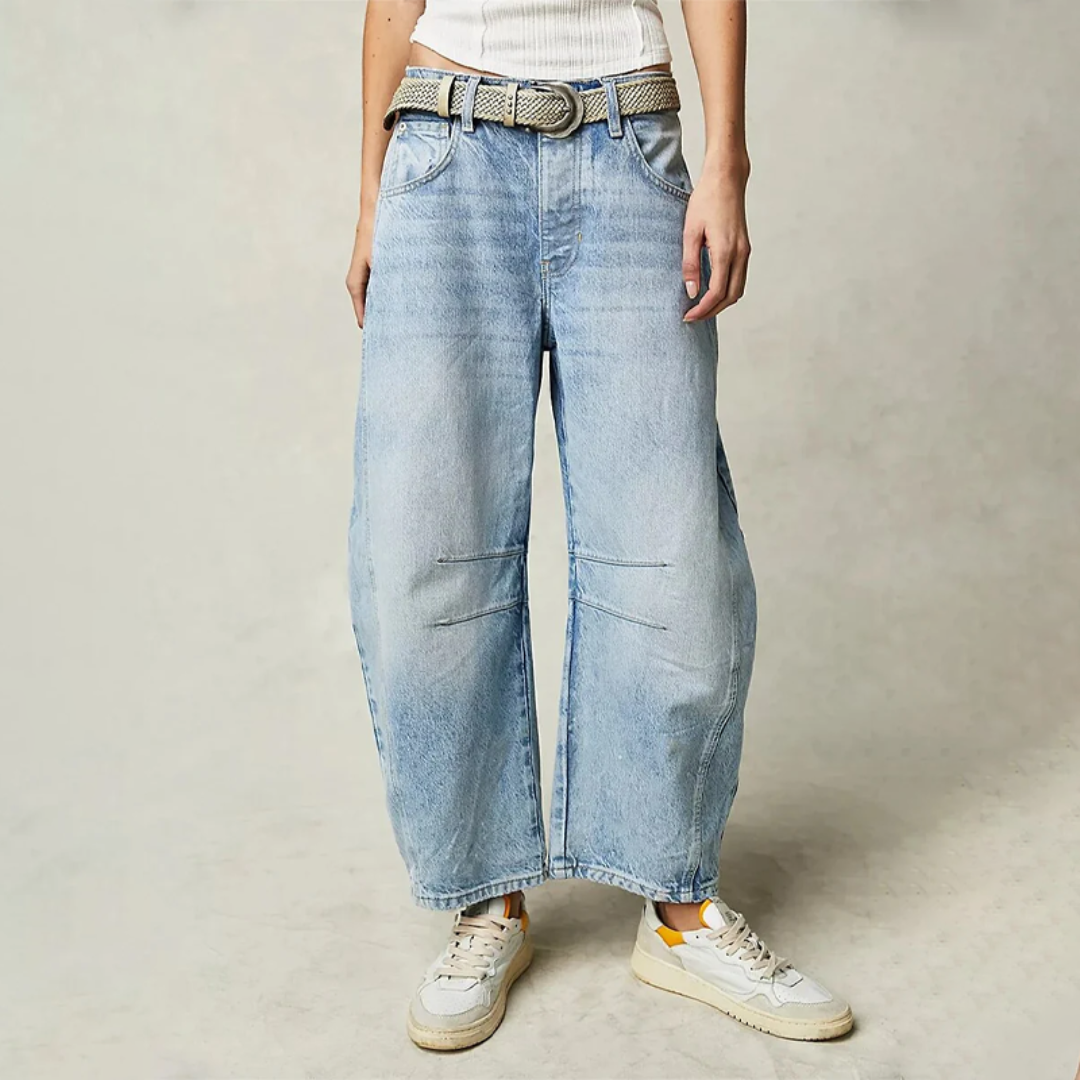 Women's Barrel Leg Jeans, High Waist Relaxed Curve Denim