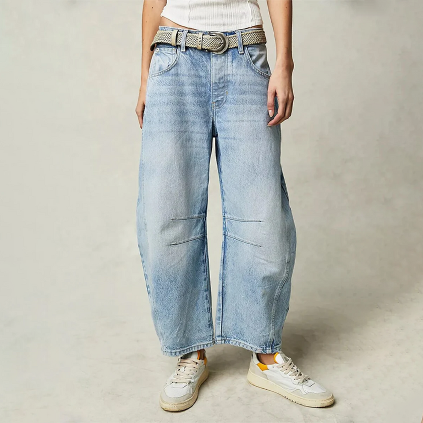 Women's Barrel Leg Jeans, High Waist Relaxed Curve Denim