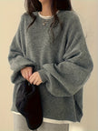 Women's Drop Shoulder Pullover Sweater, Relaxed Crew Neck Knit