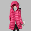Long puffer coat for women in Dark Pink