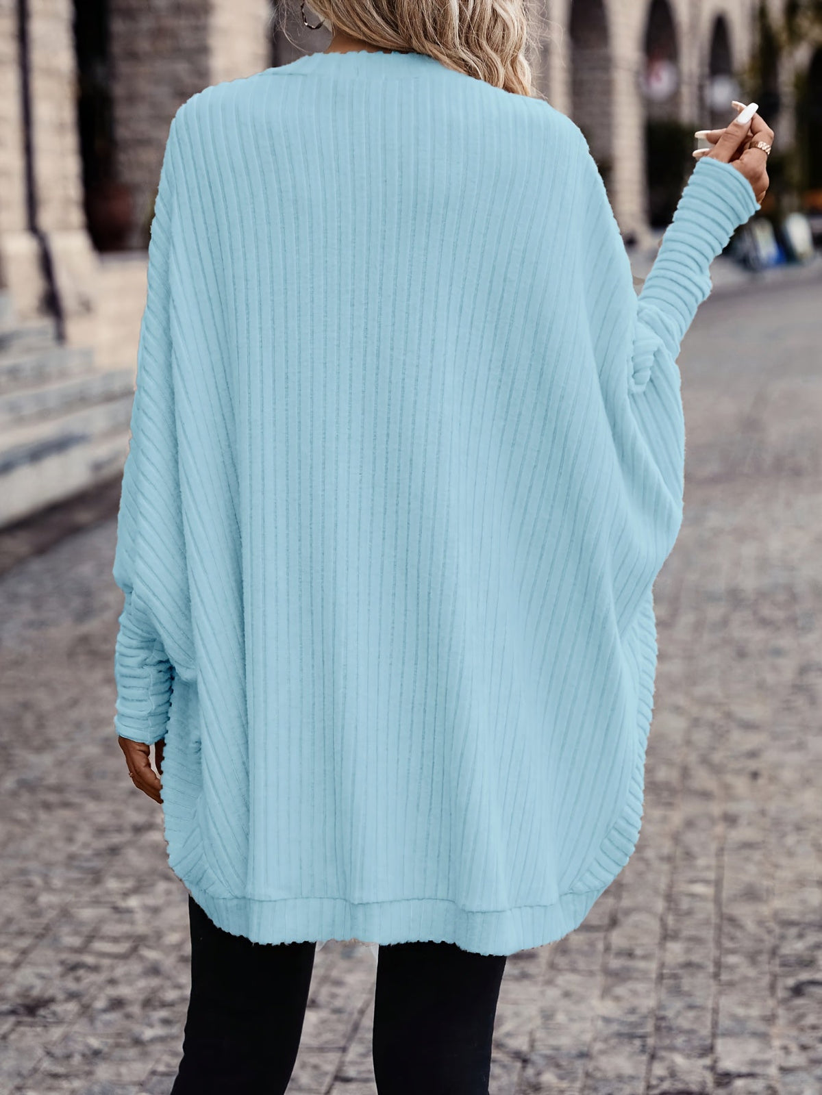 Women's Open Front Cardigan Sweater, Ribbed Knit Long Sleeve