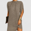 Women's Batwing Midi Dress, Mock Neck Loose Fit Split Sleeve Dress
