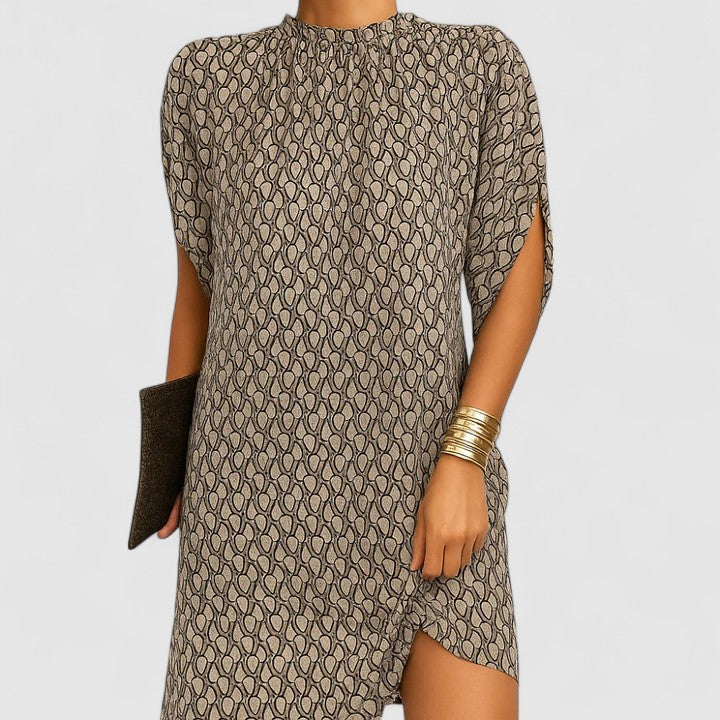 Women's Batwing Midi Dress, Mock Neck Loose Fit Split Sleeve Dress