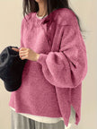 Women's Drop Shoulder Pullover Sweater, Relaxed Crew Neck Knit
