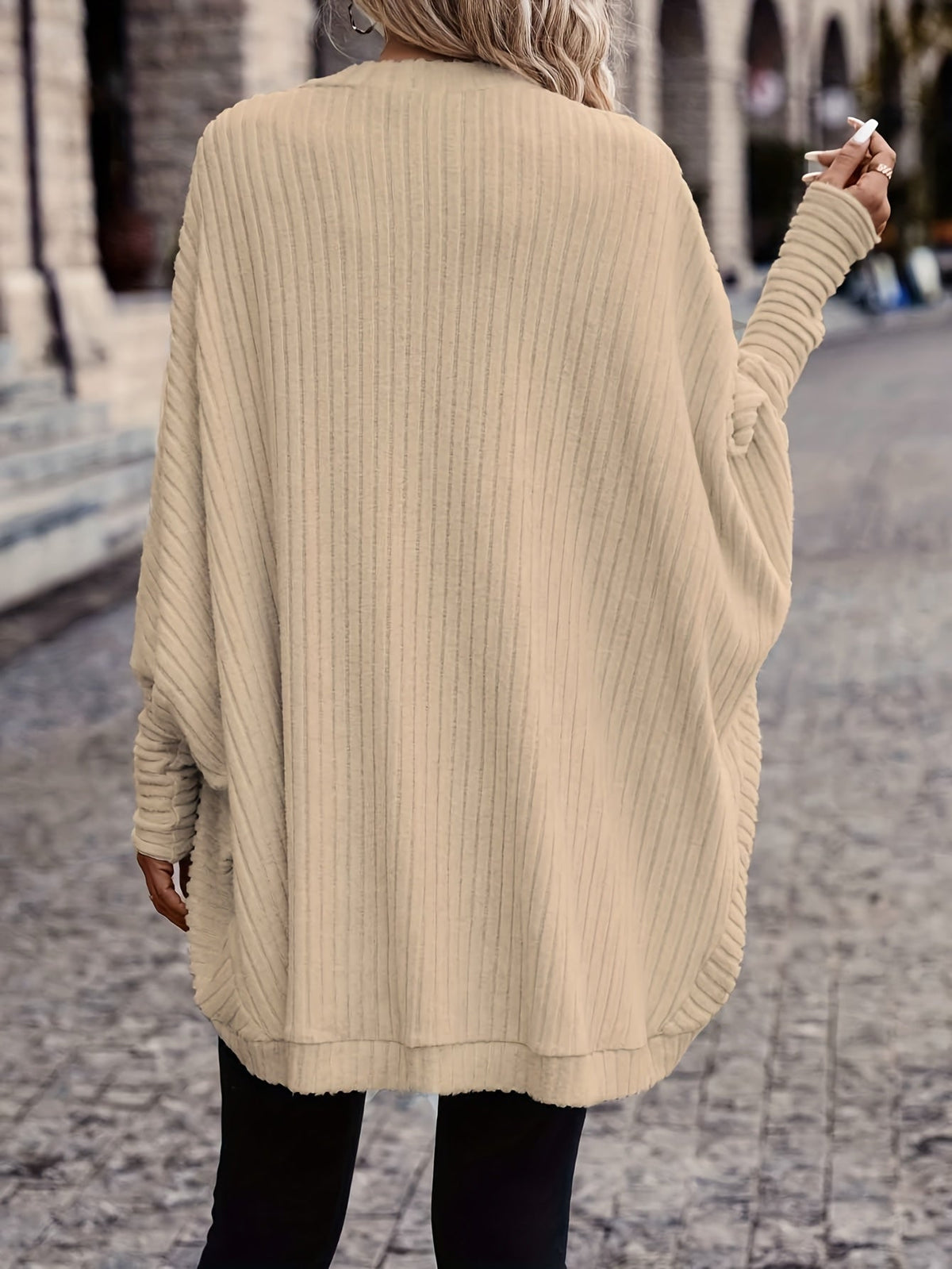 Women's Open Front Cardigan Sweater, Ribbed Knit Long Sleeve
