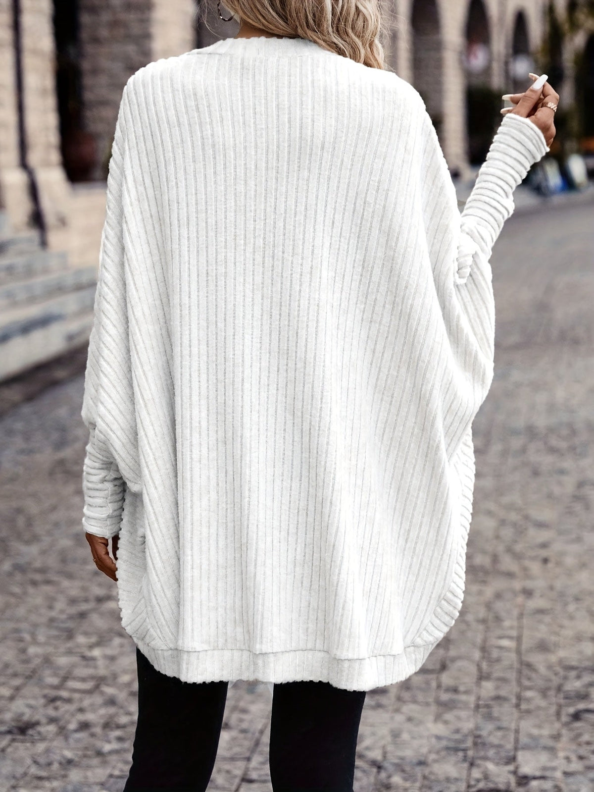 Women's Open Front Cardigan Sweater, Ribbed Knit Long Sleeve