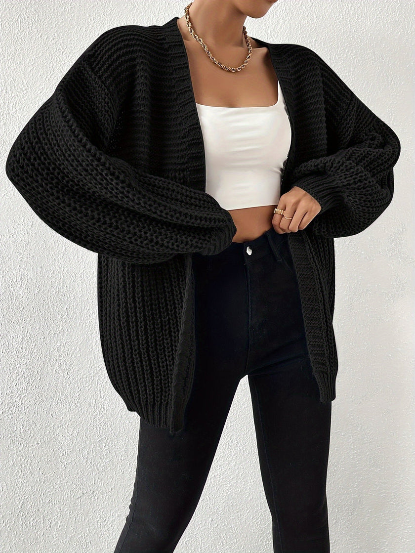 Women's Chunky Knit Cardigan, Open Front Oversized Cardigan Sweater