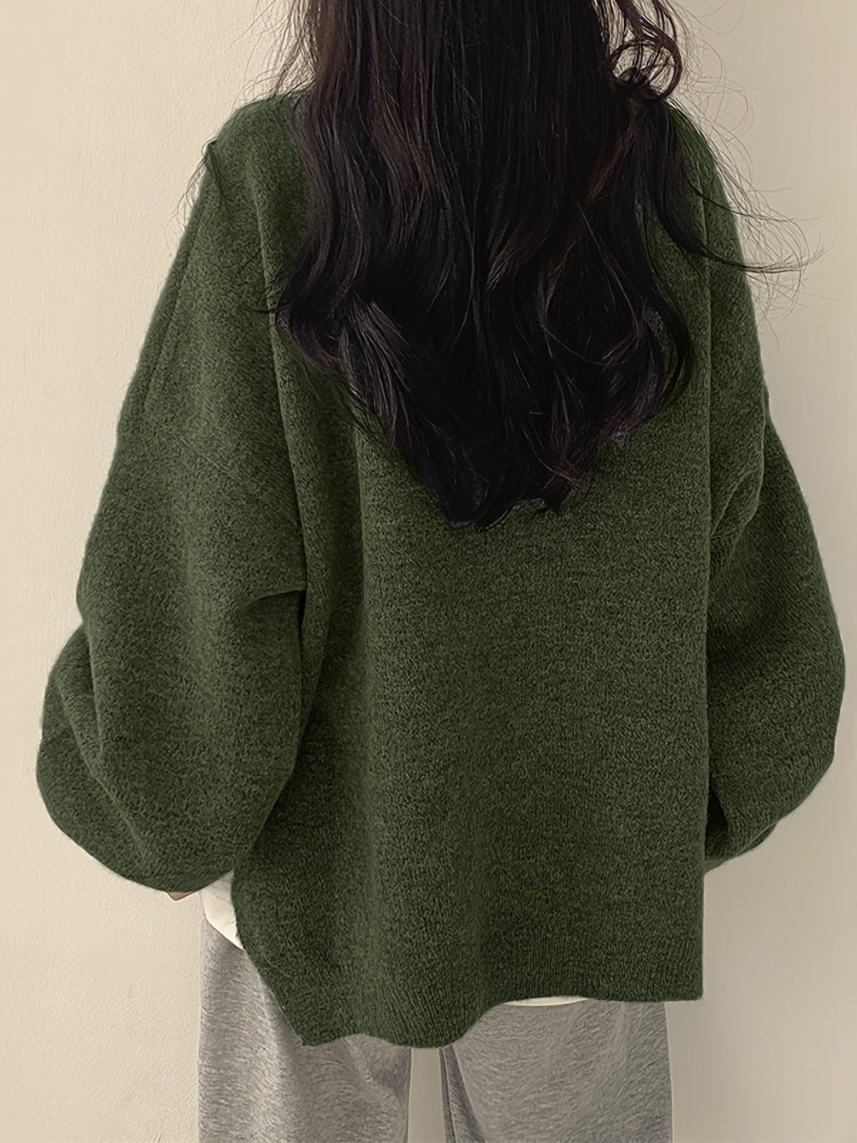 Women's Drop Shoulder Pullover Sweater, Relaxed Crew Neck Knit
