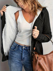 Women's Hooded Cardigan, Plush Lined Sweater Jacket with Pockets
