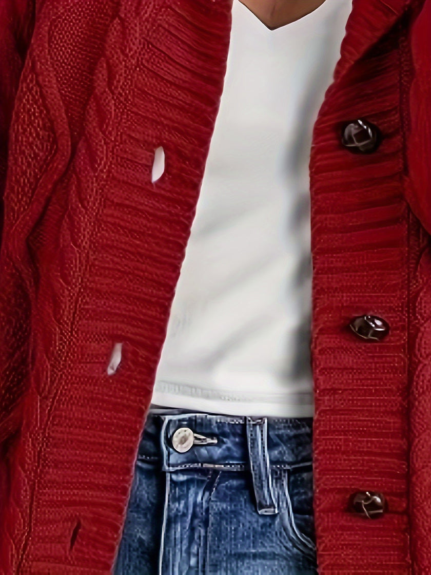 Women's Hooded Cardigan, Plush Lined Sweater Jacket with Pockets