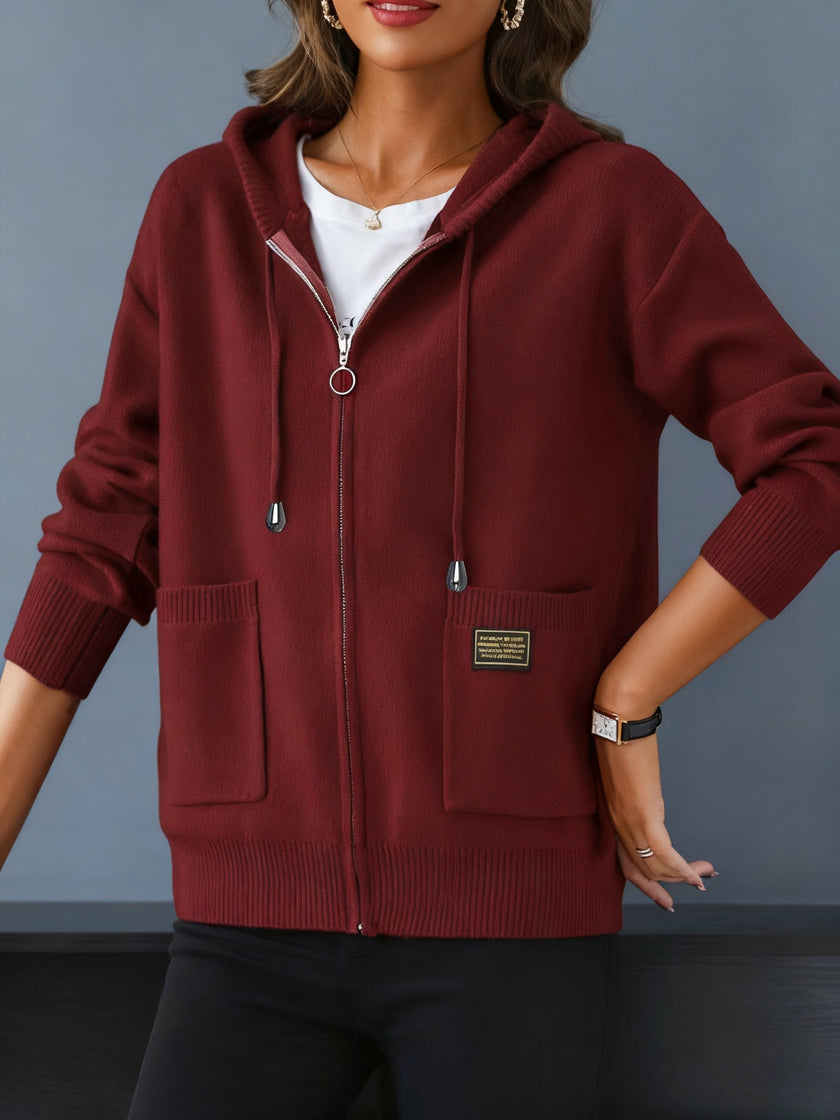 Women's Zip Up Cardigan, Lightweight Knit Hoodie with Pockets
