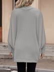 Women's Open Front Cardigan Sweater, Ribbed Knit Long Sleeve