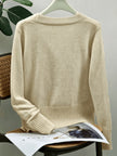 Women's V Neck Button Up Cardigan Sweater with Heart Buttons