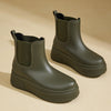 Waterproof boots for women in Green, platform Chelsea rain boots