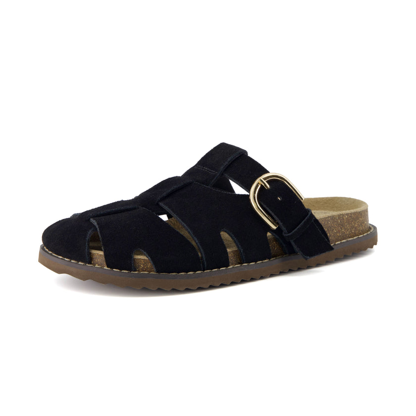 Clogs with Strap for Women, Suede Buckle Clogs, Medium and Wide Width
