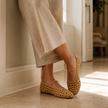 Women's Ballet Flats with Arch Support, Woven Memory Foam Slip-On Flats