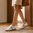 Women's Retro Sneakers, Vintage Khaki Low Top Gum Sole Shoes