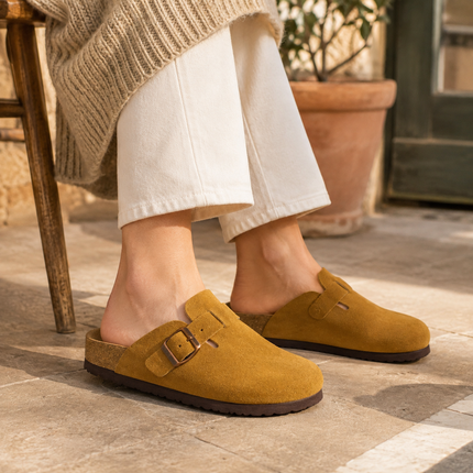 Leather Clogs for Women, Backless Slip-On Clogs, 8 Colors, Wide Width