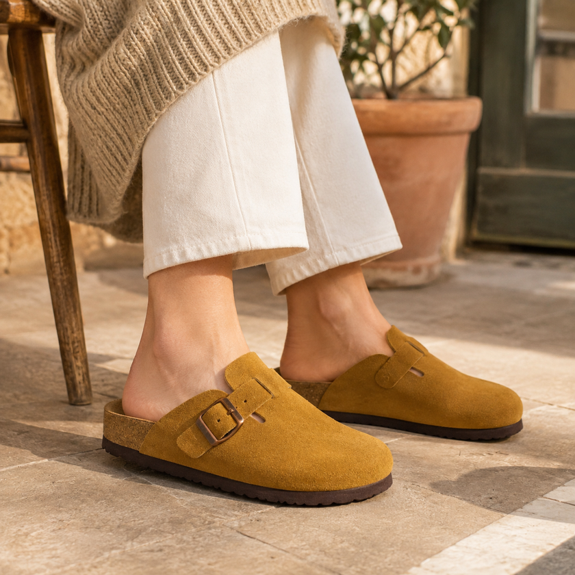 Leather Clogs for Women, Backless Slip-On Clogs, 8 Colors, Wide Width