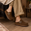 Black Clogs for Women, Slip-On Suede Clogs, Medium and Wide Width