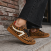 Women's Leopard Sneakers, Retro Low Top Lace Up Shoes, Leopard or Metallic